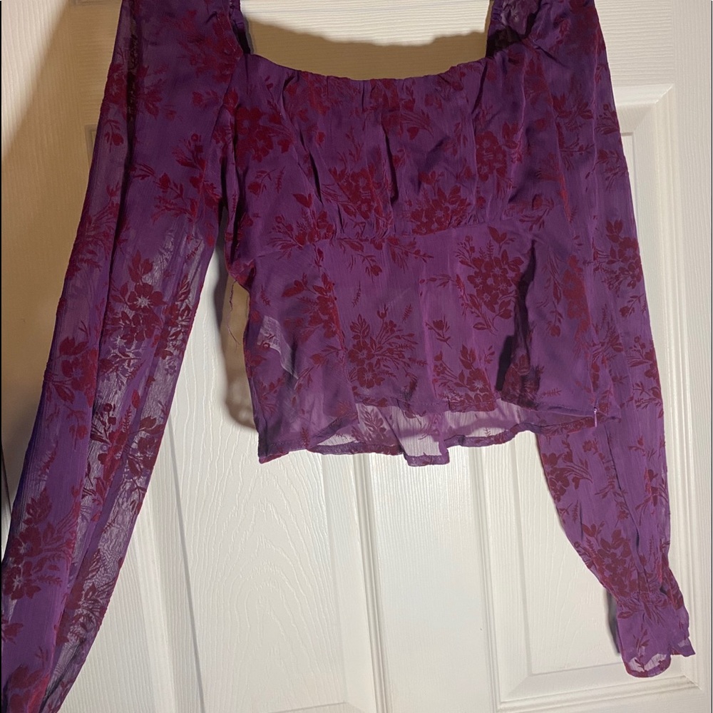 sheer dark purple crop top